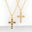 Clearance European and American classic retro inlaid zircon cross pendant necklace female mini cross necklace nkq43