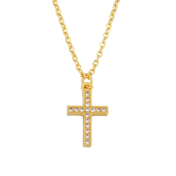 Clearance European and American classic retro inlaid zircon cross pendant necklace female mini cross necklace nkq43