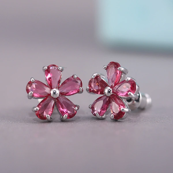 New style fresh Japanese and Korean student style inlaid zircon small flower ladies earrings