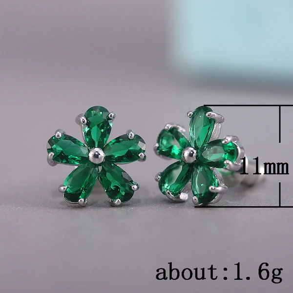 New style fresh Japanese and Korean student style inlaid zircon small flower ladies earrings