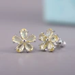 New style fresh Japanese and Korean student style inlaid zircon small flower ladies earrings