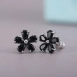 New style fresh Japanese and Korean student style inlaid zircon small flower ladies earrings