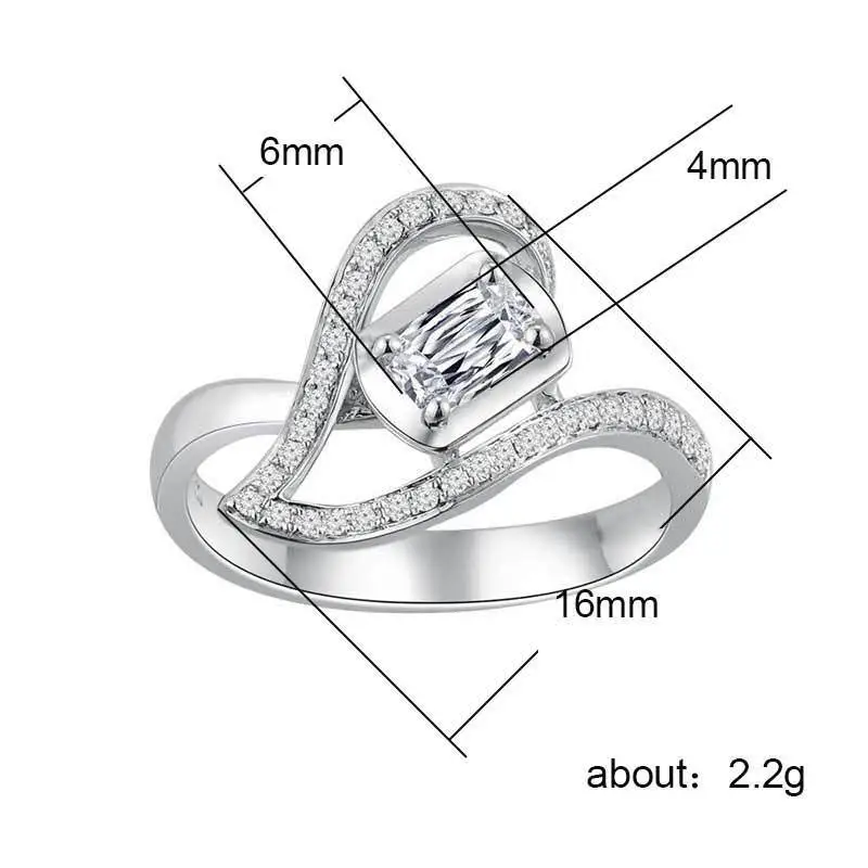New European and American fashion creative heart-shaped zircon ring Valentine's Day gift ring supply