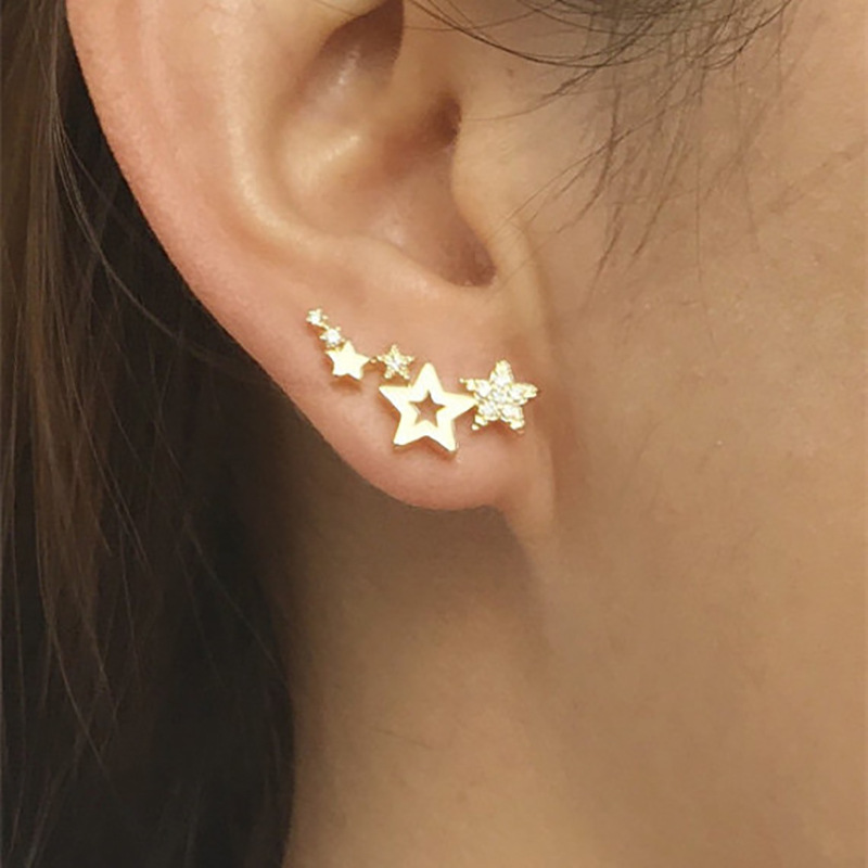 Hot selling new style fresh campus style star earrings Internet celebrity street shooting simple fashion trend earrings
