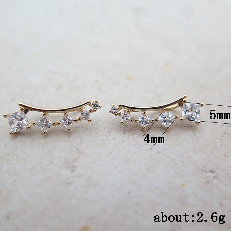 New style small fresh campus style simple square diamond earrings Internet celebrity same style fashion trend earrings