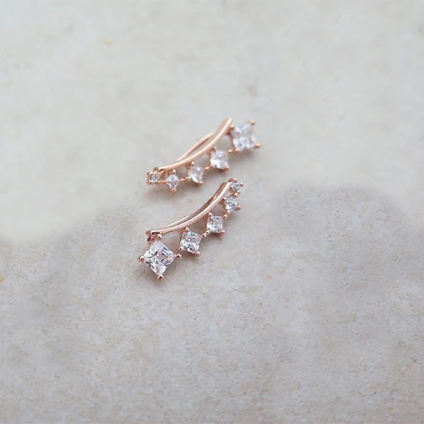 New style small fresh campus style simple square diamond earrings Internet celebrity same style fashion trend earrings