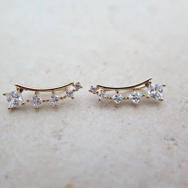 New style small fresh campus style simple square diamond earrings Internet celebrity same style fashion trend earrings