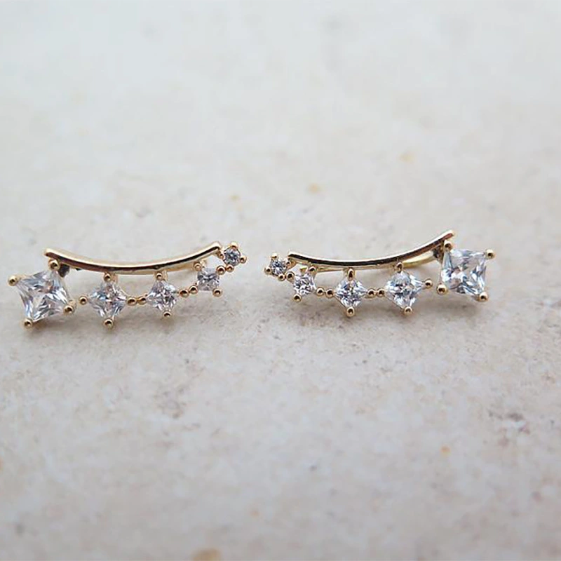 New style small fresh campus style simple square diamond earrings Internet celebrity same style fashion trend earrings