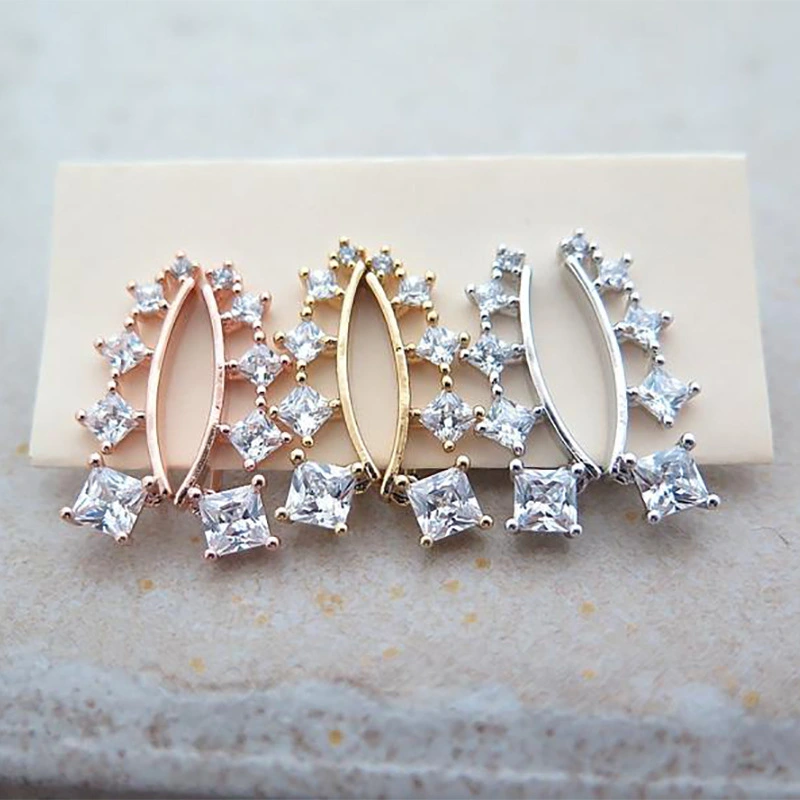New style small fresh campus style simple square diamond earrings Internet celebrity same style fashion trend earrings