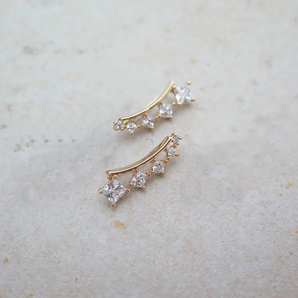 New style small fresh campus style simple square diamond earrings Internet celebrity same style fashion trend earrings