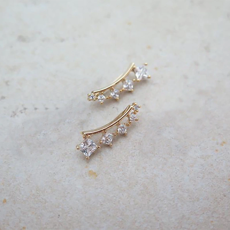 New style small fresh campus style simple square diamond earrings Internet celebrity same style fashion trend earrings