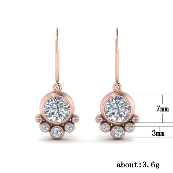  Exquisite earrings rose gold geometric round diamond earrings for women Korean style simple earrings 