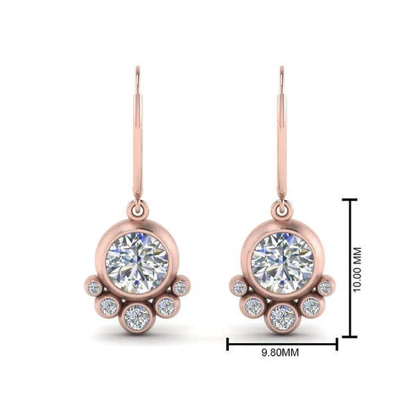  Exquisite earrings rose gold geometric round diamond earrings for women Korean style simple earrings 