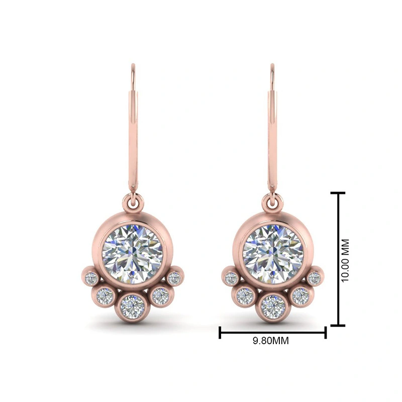 Exquisite earrings rose gold geometric round diamond earrings for women Korean style simple earrings 