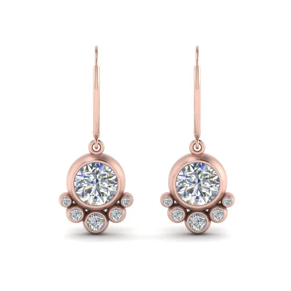  Exquisite earrings rose gold geometric round diamond earrings for women Korean style simple earrings 