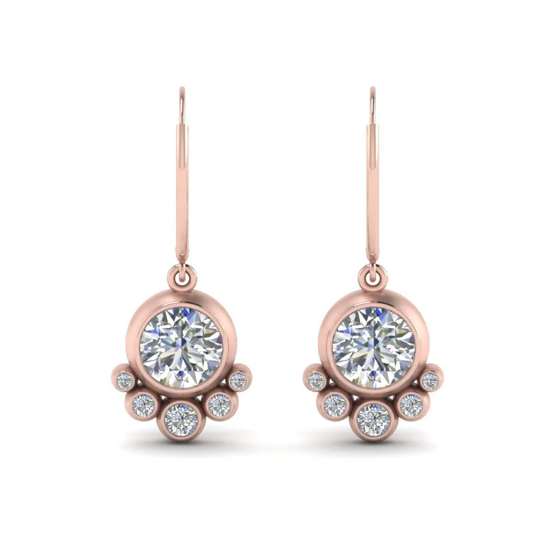  Exquisite earrings rose gold geometric round diamond earrings for women Korean style simple earrings 