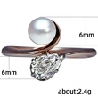 Hot-selling fashionable and unique women's ring with zircon imitation pearls, copper style simple ring jewelry