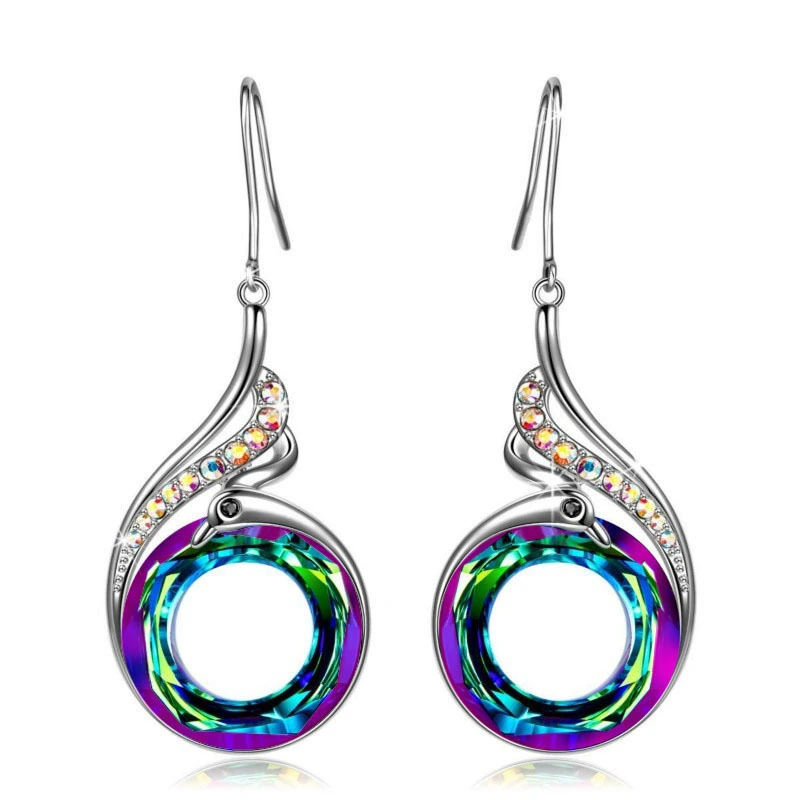 Recommended model: beautiful, unique and simple peacock shape earrings, colorful and creative earrings for wholesale