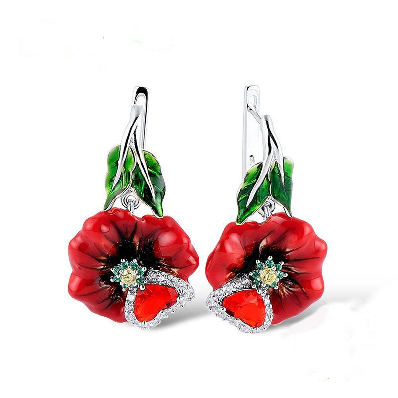 New exquisite blooming flower earrings, hot selling drop glue style, versatile earrings for women