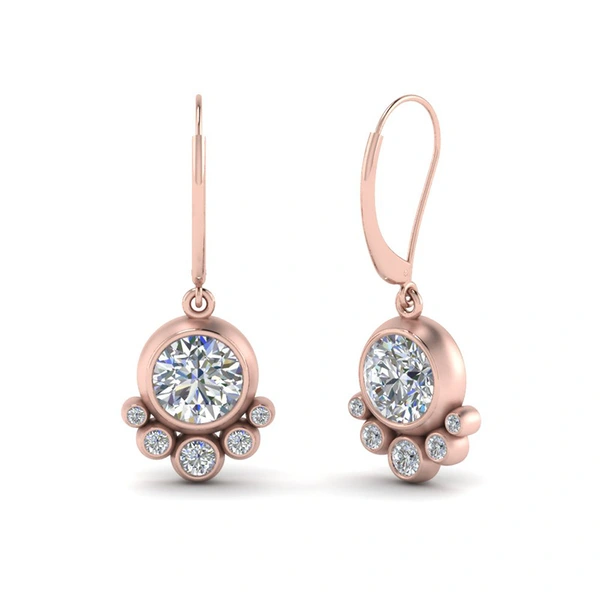  Exquisite earrings rose gold geometric round diamond earrings for women Korean style simple earrings 