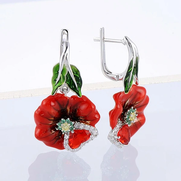 New exquisite blooming flower earrings, hot selling drop glue style, versatile earrings for women