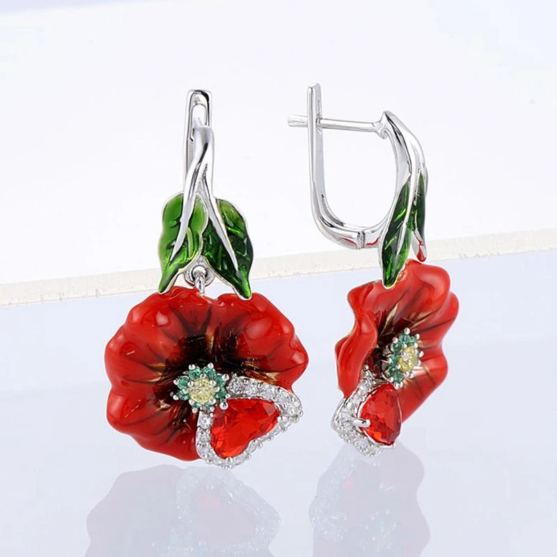 New exquisite blooming flower earrings, hot selling drop glue style, versatile earrings for women