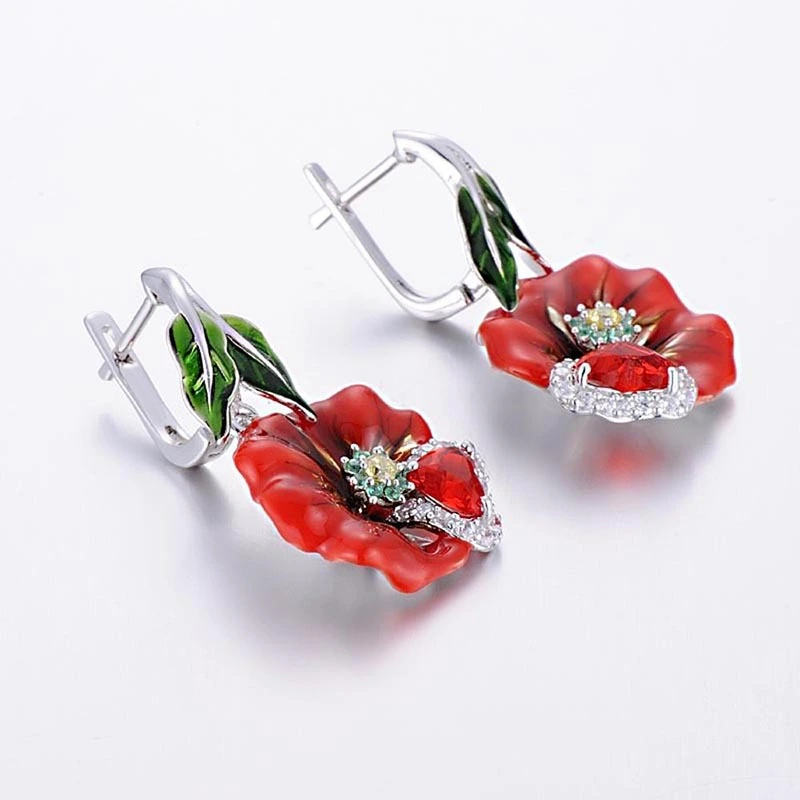 New exquisite blooming flower earrings, hot selling drop glue style, versatile earrings for women