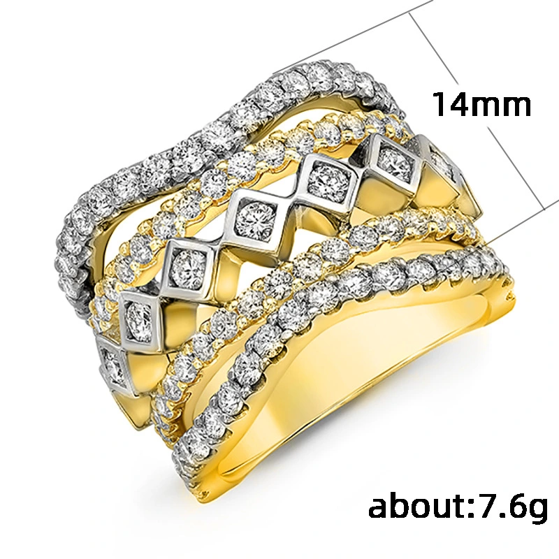 Hot ring women's hollow ring multi-line color micro-inlaid zircon jewelry wholesale