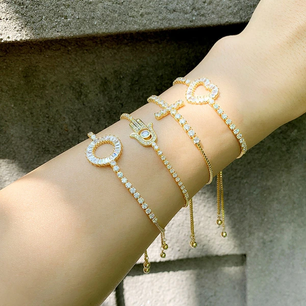Bracelet new arrival crystal bracelet female original European and American cross peach heart love bracelet brc30