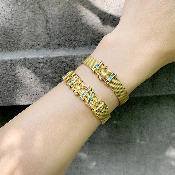 Clearance accessories European and American mesh strap bracelet personality DIY 26 letters mesh strap bracelet couple brc35