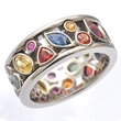 Best-selling exquisite geometric pattern hollow diamond multi-color ring for women simple zircon jewelry