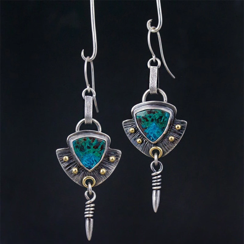   Popular retro ethnic style aesthetic shape epoxy earrings for women, versatile earrings