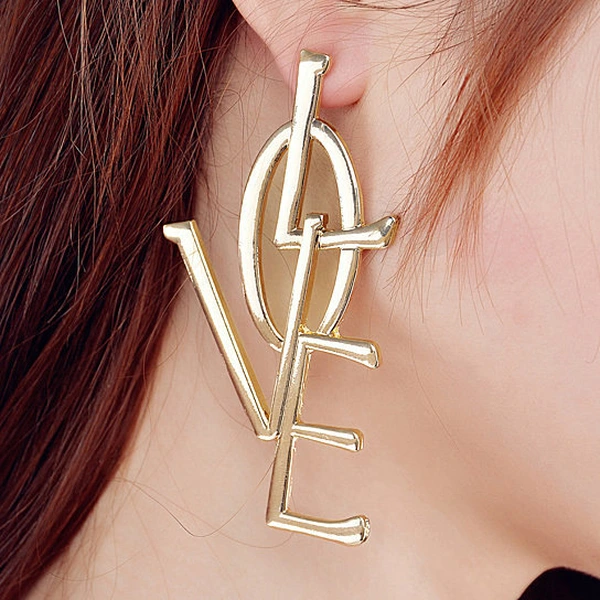 Hot selling personality exaggerated LOVE letter earrings earrings fashion street shot super long temperament earrings
