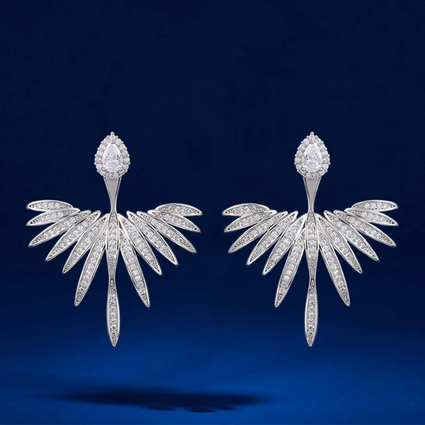  Fashionable and luxurious Angel Wings women's zircon earrings for online celebrity live streaming, street style accessories