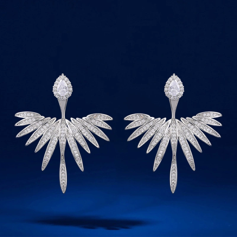  Fashionable and luxurious Angel Wings women's zircon earrings for online celebrity live streaming, street style accessories