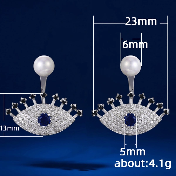  Live streaming new arrivals: European and American luxury exquisite angel eye earrings for women, zircon imitation pearl earrings