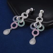  Fashion street style accessories new personality contrast color design long earrings ladies light luxury zircon earrings all-match