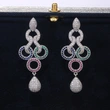  Fashion street style accessories new personality contrast color design long earrings ladies light luxury zircon earrings all-match
