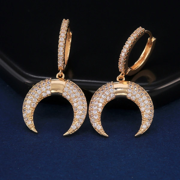   Hot selling ethnic style lucky crescent earrings, fashionable internet celebrity style, popular street style earrings wholesale