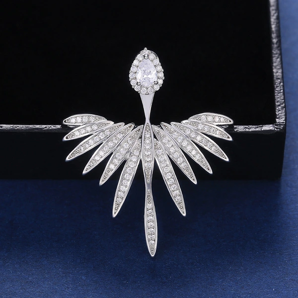  Fashionable and luxurious Angel Wings women's zircon earrings for online celebrity live streaming, street style accessories
