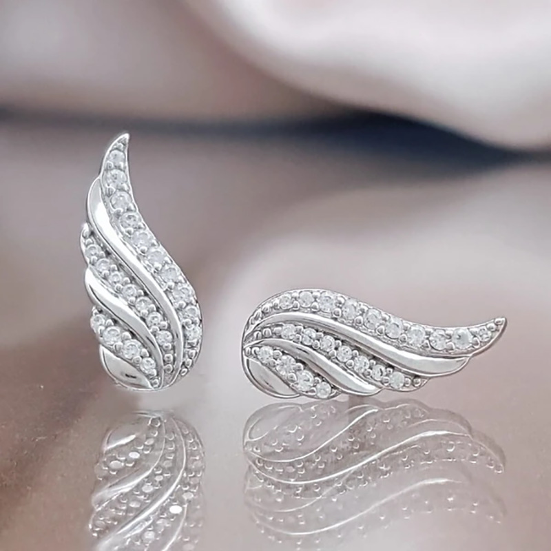 New hot selling exquisite wing shape micro inlaid zircon women's versatile earrings accessories earrings earrings