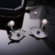 Live streaming new arrivals: European and American luxury exquisite angel eye earrings for women, zircon imitation pearl earrings