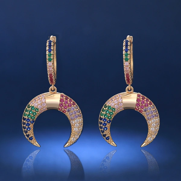   Hot selling ethnic style lucky crescent earrings, fashionable internet celebrity style, popular street style earrings wholesale