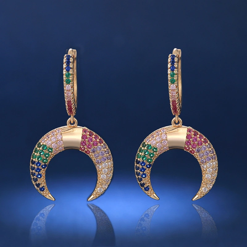   Hot selling ethnic style lucky crescent earrings, fashionable internet celebrity style, popular street style earrings wholesale