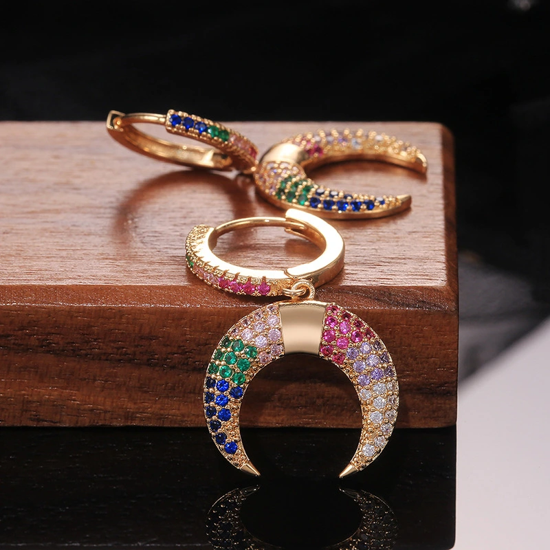   Hot selling ethnic style lucky crescent earrings, fashionable internet celebrity style, popular street style earrings wholesale