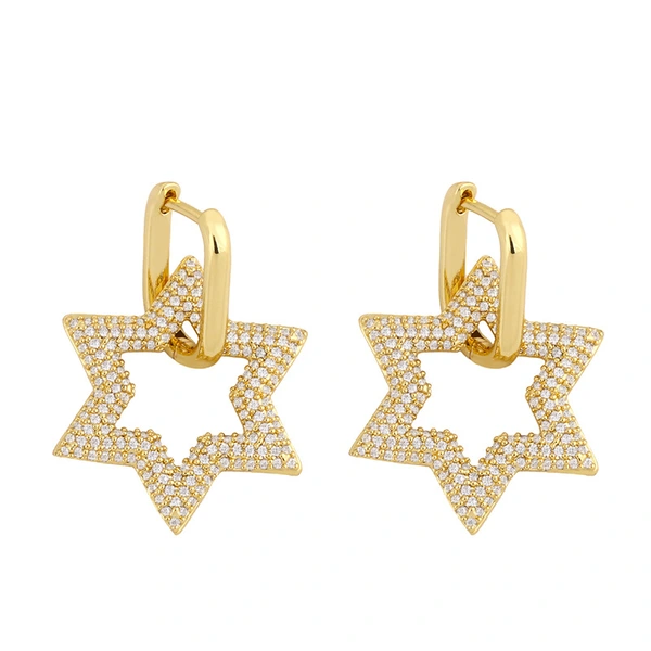 European and American cool style earrings fashion jewelry diamond pentagram earrings female hip hop earrings eru12