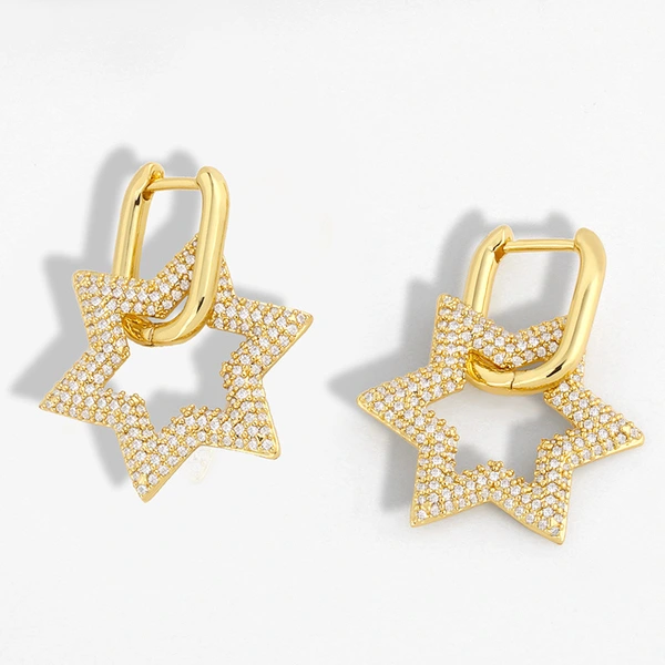 European and American cool style earrings fashion jewelry diamond pentagram earrings female hip hop earrings eru12