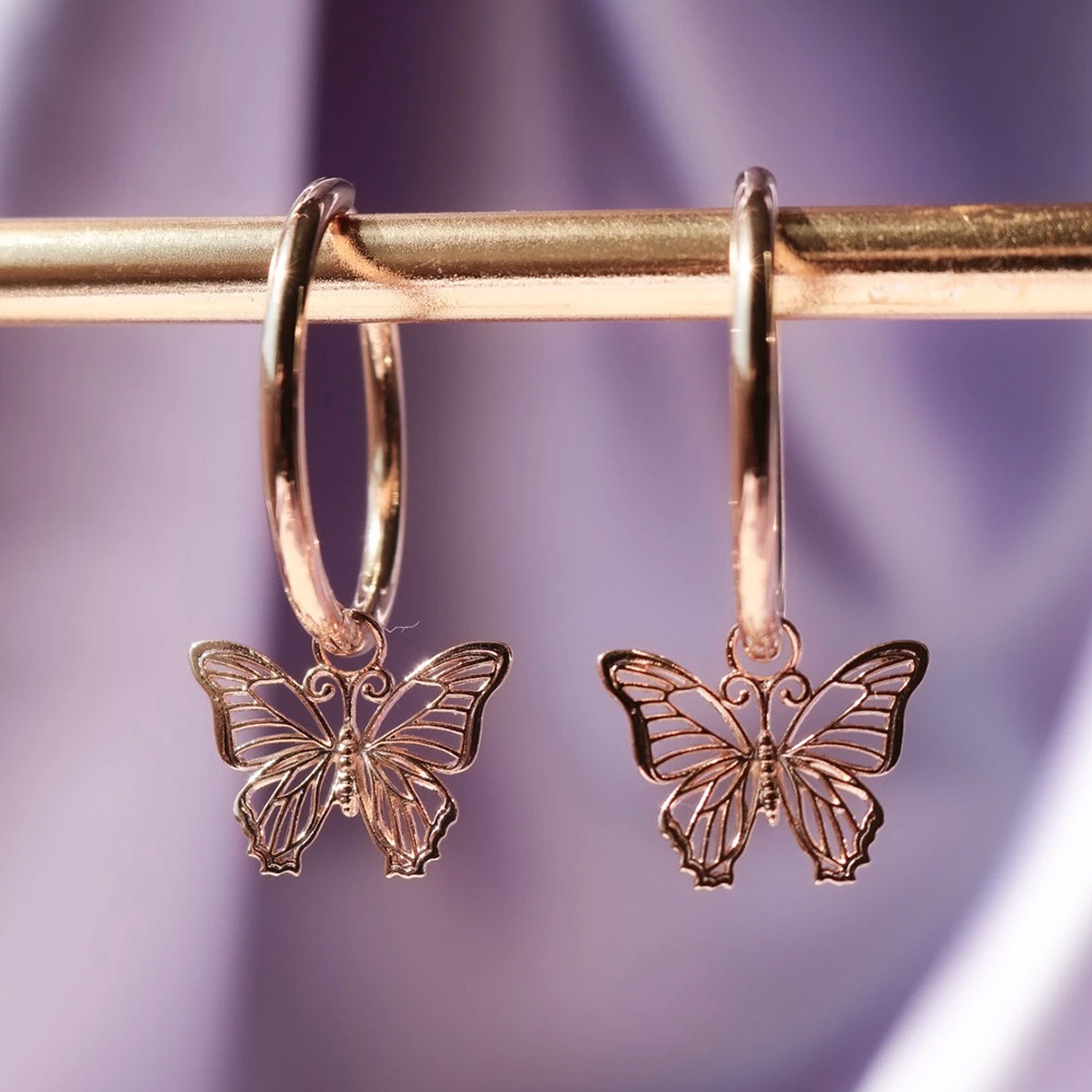 Hot selling heart style simple fresh campus style butterfly earrings Internet celebrity fashion trend earring accessories