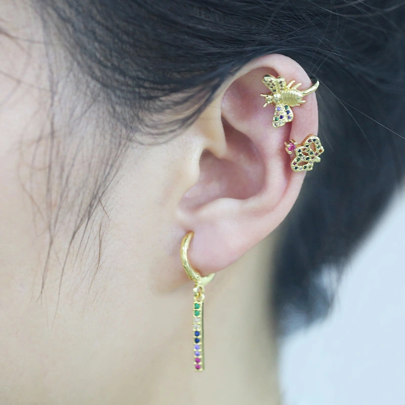 Clearance 2024 Temperament Earrings Style Crown C-Shaped Ear Bone Clip Micro-Inlaid Zircon Non-Piercing Earrings eru40