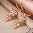 E-commerce European and American fashion OL women's floral earrings copper inlaid zircon electroplated earrings wholesale